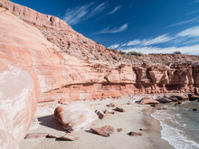 Red Sandstone Cliffs At Puerto Gato, Baja California Sur, Mexico