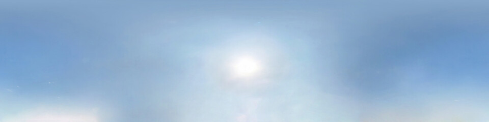 clear blue sky with halo sun. seamless hdri panorama 360 degrees angle view with zenith for use in 3