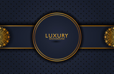 Luxury elegant background with gold element on dark surface. Business presentation layout