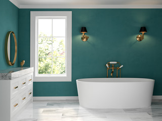 Interior bathroom classic style 3D rendering