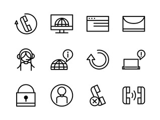 Sticker - call center service business icons collection line