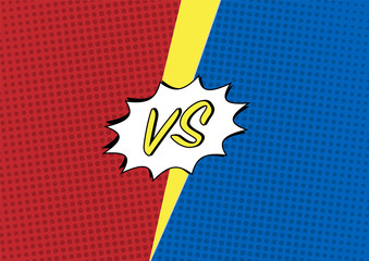 Versus VS letters fight backgrounds in flat comics style desig. N with halftone, lightning, round circle frames. Vector illustration eps 10