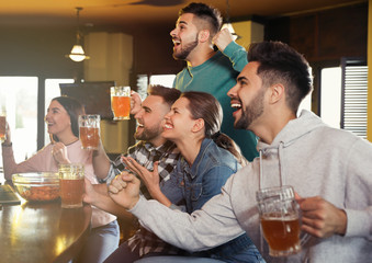 Sticker - Group of friends watching football in sport bar