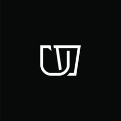 Initial letter U V logo template with line art style in flat design illustration