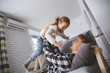 © Viktoriia - Little kid girl with father at home childhood concept playing laughing