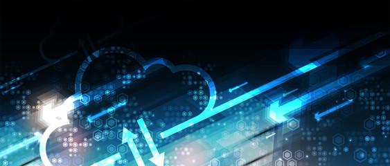 Cloud technology. Integrated digital web concept background