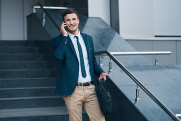 Poster - businessman talking on phone