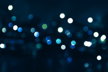 Dark Blue Background With Blue And Green Bokeh Lights