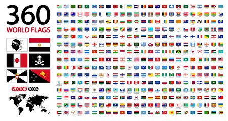 Wall Mural - All official national flags of the world . circular design. 360 world flags with name