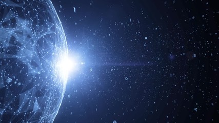 Wall Mural - computer artificial intelligence sphere with binary numbers network copy space animation background.
