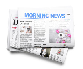 Poster - Morning newspapers on white background