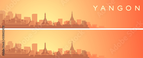 Yangon Beautiful Skyline Scenery Banner