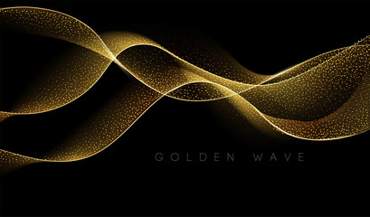 Abstract shiny color gold wave design element
