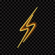 Neon lightning bolt, glowing sign, isolated, vector illustration.