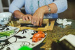 © govorushka - rolling sushi. process of making homemade sushi roll