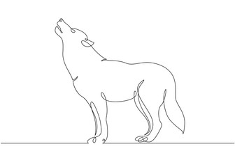 Continuous single drawn one line wild wolf