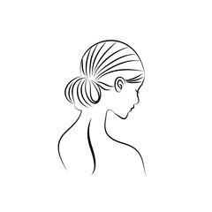 Vector symbols and logo designs idea with women portrait silhouettes. Elegant and classy graphics for spa, wellness, beauty salons and hair studios