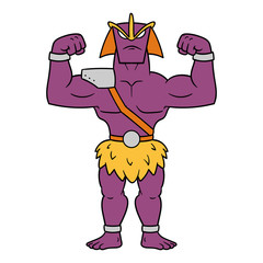 Wall Mural - Cartoon Muscular Alien Vector Illustration