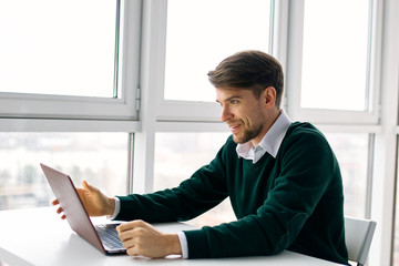 businessman working on laptop in office