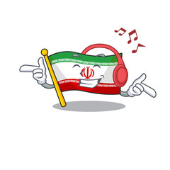 Sticker - Listening music flag iran mascot cartoon character design