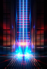 Wall Mural - background of empty show scene. empty dark modern abstract neon background. glow of neon lights on a