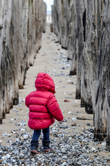 Canvas Print - pretty girl on northern beaches in winter