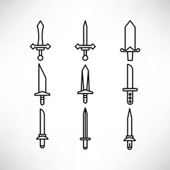 Wall Mural - sword and rapier icons set line design