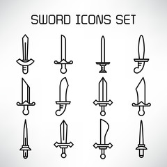 Wall Mural - sword and rapier icons set line design