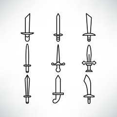 Wall Mural - sword and rapier icons set line design