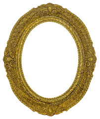 Wall Mural - Antique gilded oval Frame Isolated on white