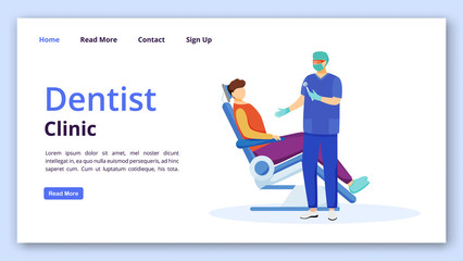 Wall Mural - dentist clinic landing page template. stomatology website interface idea with flat illustrations. st