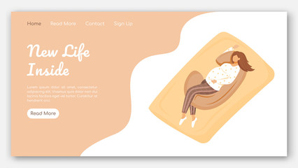 Wall Mural - new life inside landing page vector template. maternity products website interface idea with flat il