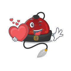 Sticker - With heart traditional chinese hat cartoon character mascot style