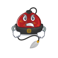 Sticker - mascot of angry traditional chinese hat cartoon character style