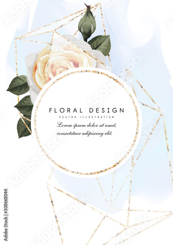 Greeting card with flowers and crystal, can be used as invitation card for we...