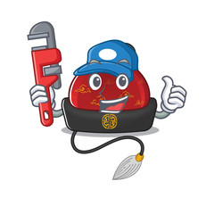 Sticker - Plumber Traditional chinese hat on cartoon character mascot design