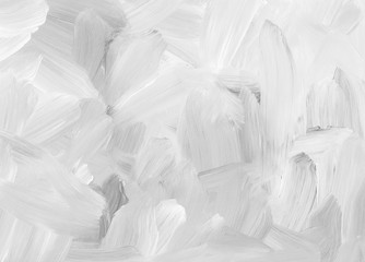 Canvas Print - Abstract white oil painting background. Brush strokes on paper. Light grey and white contemporary art.