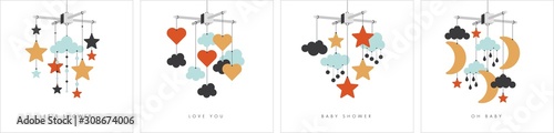Fotografía Baby mobile set. Vector stock illustration isolated on white.