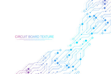 Leinwandbilder - Technology abstract circuit board texture background. High-tech futuristic circuit board banner wallpaper. Digital data. Engineering electronic motherboard. Minimal array Big Data Vector illustration