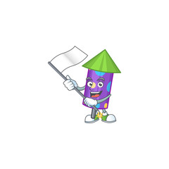 Sticker - cute flag standing with dot fireworks rocket cartoon character style