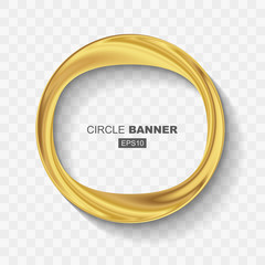Wall Mural - Empty Abstract Golden Shiny Ring Banner with Flat Design Shadow