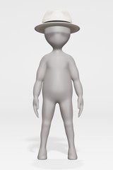 Sticker - 3D Render of Cartoon Character with Hat