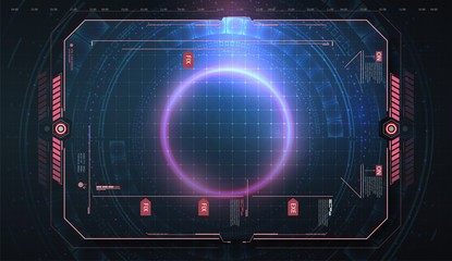 Aufkleber - HUD, UI, GUI futuristic frame user interface screen elements. Abstract control panel layout design. Vector illustration sci fi virtual tech display