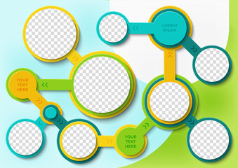 Wall Mural - Template for photo collage or infographic in modern style. Frames for clipping masks are in the vector file. Template for a photo album with circle shapes frames	