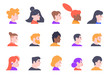 © WinWin - Profile people portraits. Face male and female profiles avatars, young people characters heads profile view isolated vector illustration icons set. Multicultural women and men faces side view