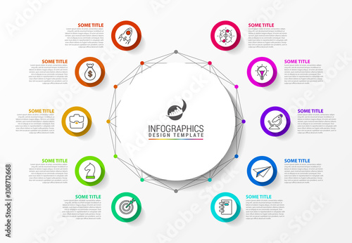 Cuadros en Lienzo Infographic design template. Creative concept with 10 steps