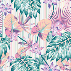 Wall Mural - Winter tropical pattern seamless stripe background