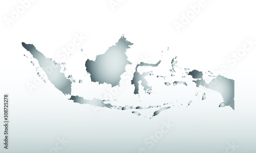 Fotomural Gray color Indonesia map with dark and light effect vector on light background i