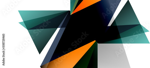 Triangle geometric background in trendy style on light background. Retro vect...