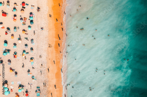Fotomural People Crowd On Beach, Aerial View In Summer